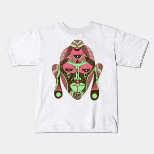 Pink Mint African Mask 7 Kids T-Shirt